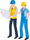 相談をする建築業のイラスト